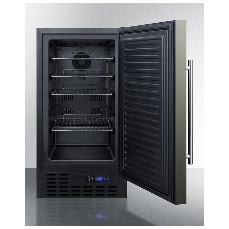 Summit 18 in. 2.7 cu. ft. Built-in Frost Free Compact Upright Freezer with Adjustable Shelves - Black Stainless Steel, , hires