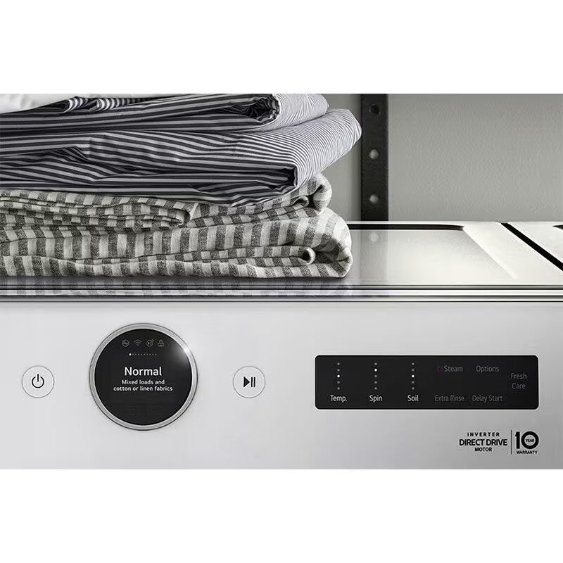 LG 27 in. 4.5 cu. ft. Smart Stackable Front Load Washer with AI DD Built-In Intelligence, TurboWash 360 Technology, Allergiene, Sanitize & Steam Wash Cycle - White, , hires