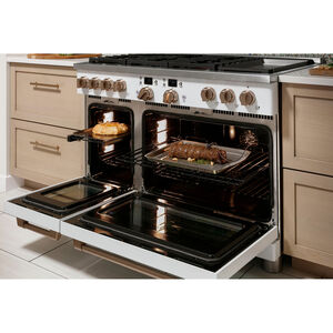 Cafe Commercial-Style 48 in. 8.3 cu. ft. Smart Air Fry Convection Double Oven Freestanding Dual Fuel Range with 6 Sealed Burners & Griddle - Stainless Steel, Stainless Steel, hires