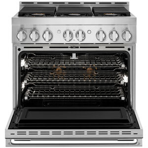 JennAir Noir Series 36 in. 5.1 cu. ft. Smart True European Convection Gas Range with 6 Sealed Burners - Stainless Steel, , hires