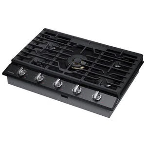 Samsung 36 in. 5-Burner Smart Natural Gas Cooktop with Griddle, Simmer Burner & Power Burner - Black Stainless, Black Stainless, hires