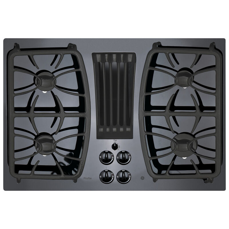 GE Profile 30 in. 4-Burner Natural Gas Cooktop with Downdraft, Simmer Burner - Black on Black, , hires
