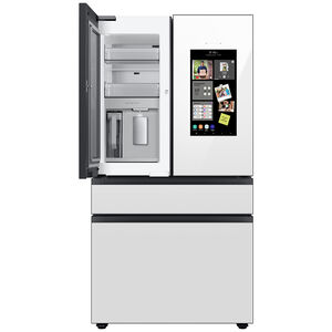 Samsung Bespoke 36 in. 28.6 cu. ft. Smart 4-Door French Door Refrigerator with Family Hub, Beverage Center & Internal Water Dispenser - White Glass, , hires
