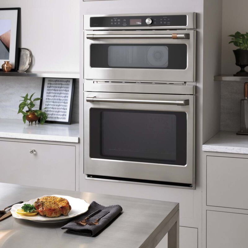 Cafe 30 in. 6.7 cu. ft. Speed Electric Microwave/Wall Oven Combo with True European Convection & Sensor Cooking - Stainless Steel, , hires