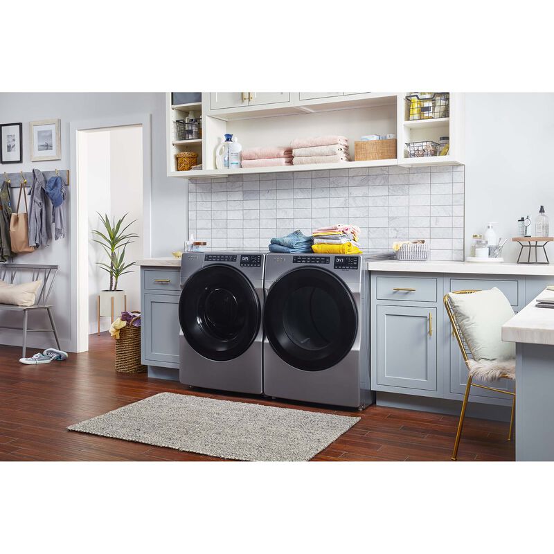 Whirlpool 27 in. 5.0 cu. ft. Stackable Front Load Washer with Sanitize & Steam Wash Cycle - Chrome Shadow, Chrome Shadow, hires