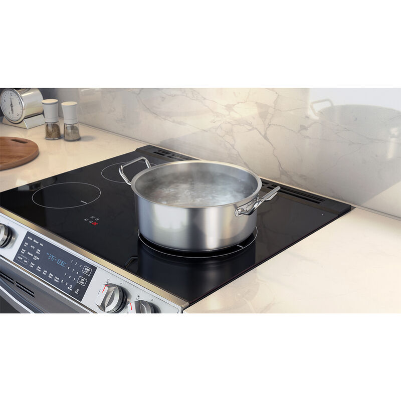 Samsung 30 in. 6.3 cu. ft. Smart Slide-In Electric Range with 4 Induction Burners - Fingerprint Resistant Stainless, Fingerprint Resistant Stainless, hires