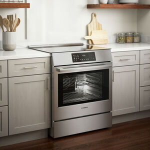 Bosch 800 Series 30 in. 4.6 cu. ft. Convection Oven Slide-In Electric Range with 4 Induction Zones - Stainless Steel, , hires