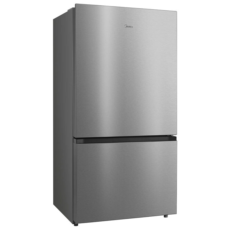 Midea 33 in. 22.8 cu. ft. Smart Counter Depth Bottom Freezer Refrigerator with Ice Maker - Stainless Steel, , hires
