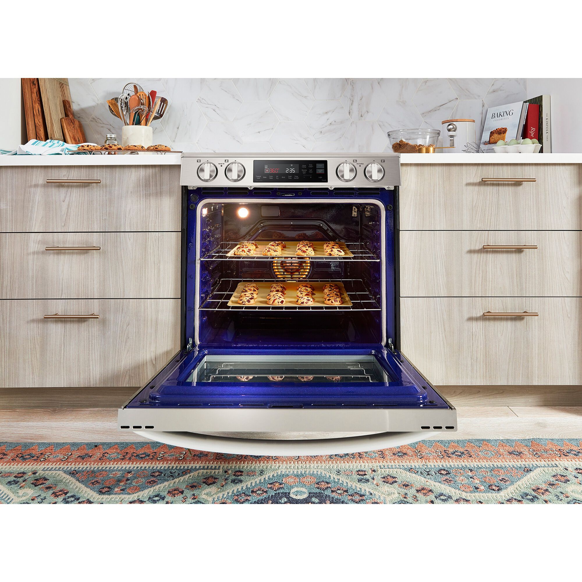 LG 30 in. 6.3 cu. ft. Smart Air fry Convection Oven Slide In Electric Range with 4 Induction Zones PrintProof Stainless Steel