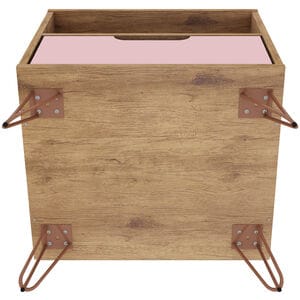 Manhattan Comfort Rockefeller Mid-Century Modern 1-Drawer Nightstand Rose Pink, Pink, hires