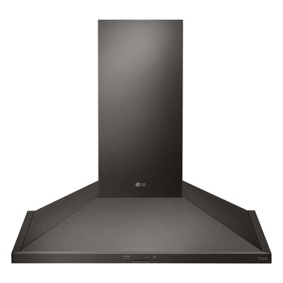LG 30 in. Chimney Style Range Hood with 5 Speed Settings, 600 CFM, Ducted Venting & 1 LED Light - Black Stainless Steel | HCED3015D