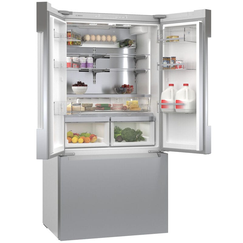 Bosch 800 Series 36 in. 20.8 cu. ft. Smart Counter Depth French Door Refrigerator with Internal Water Dispenser and Recessed handles Anti-Finger Print Stainless Steel, , hires