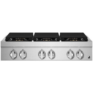 JennAir Noir 36 in. 6-Burner Natural Gas Rangetop with Simmer Burner & Power Burner - Stainless Steel, , hires