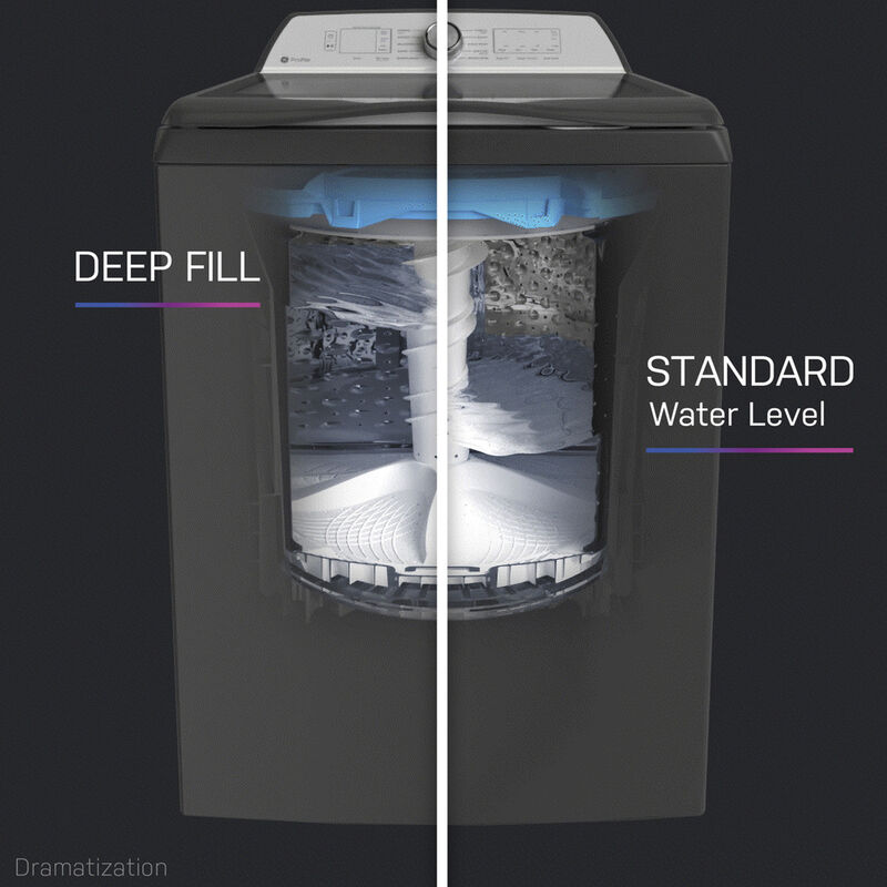 GE Profile 28 in. 5.4 cu. ft. Smart Top Load Washer with Smarter Wash Technology, FlexDispense & Sanitize with Oxi - Diamond Gray, Diamond Gray, hires