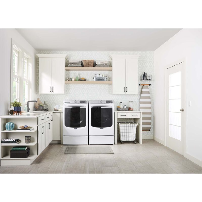 Maytag 27 in. 7.3 cu. ft. Smart Stackable Gas Dryer with Extra Power Button, Industry-Exclusive Extra Moisture Sensor, Sanitize & Steam Cycle - White, White, hires