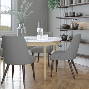 Skyline Furniture Modern Mid Century Dining Chair in Linen Fabric - Grey, , hires