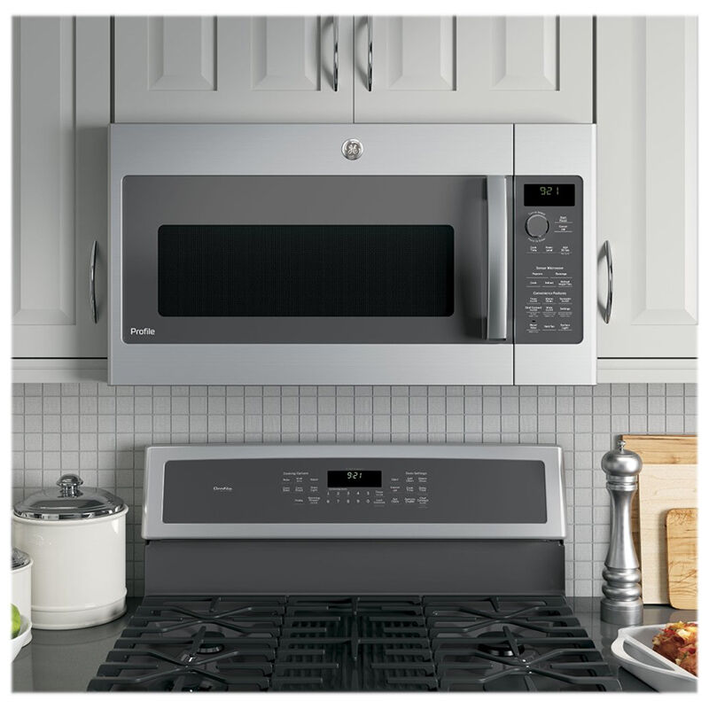 GE Profile 30 in. 2.1 cu. ft. 1000W Over-the-Range Microwave with 400 CFM & Sensor Cooking - Stainless Steel, , hires