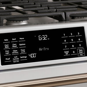 Cafe 30 in. 5.6 cu. ft. Smart Air Fry True European Convection Slide-In Gas Range with 6 Sealed Burners & Griddle - Matte White, Matte White, hires