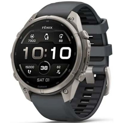 Garmin fenix 9 Pro 47 mm, AMOLED Smart Watch - Titanium with Graphite/Black Silicone Band | 010-04336-25