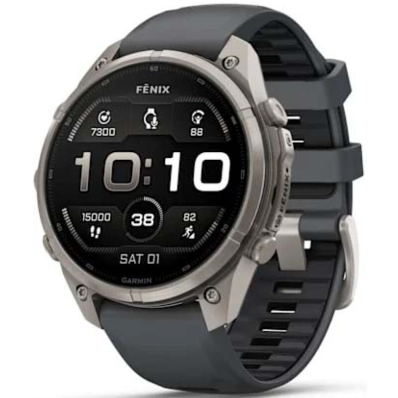 Garmin fenix 9 Pro 47 mm, AMOLED Smart Watch - Titanium with Graphite/Black Silicone Band, , hires