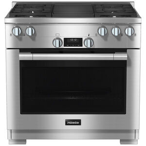 Miele 36 in. 5.8 cu. ft. Convection Oven Freestanding Gas Range with 4 Sealed Burners & Grill - Clean Touch Steel, , hires