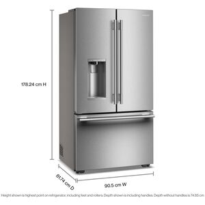 KitchenAid 36 in. 23.1 cu. ft. Smart Counter Depth French Door Refrigerator with Ice & Water Dispenser - Fingerprint Resistant Stainless Steel, , hires