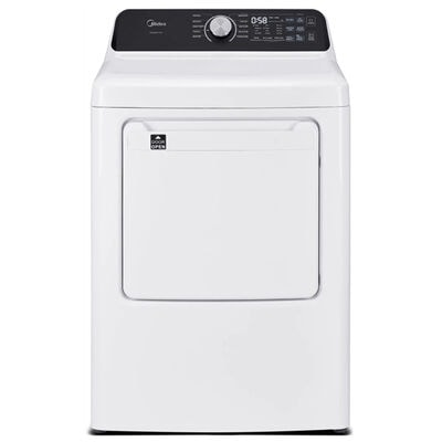 Midea 27 in. 7.0 cu. ft. Smart Electric Dryer with Sensor Dry & Sanitize Cycle - White | MLTE45N4BWW