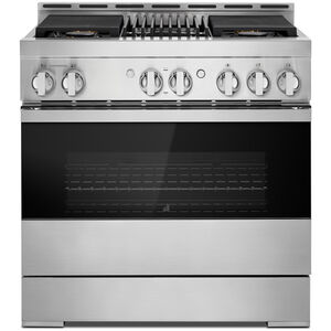 JennAir Noir Series 36 in. 5.1 cu. ft. Smart Convection Oven Freestanding Gas Range with 4 Sealed Burners & Grill - Stainless Steel, , hires