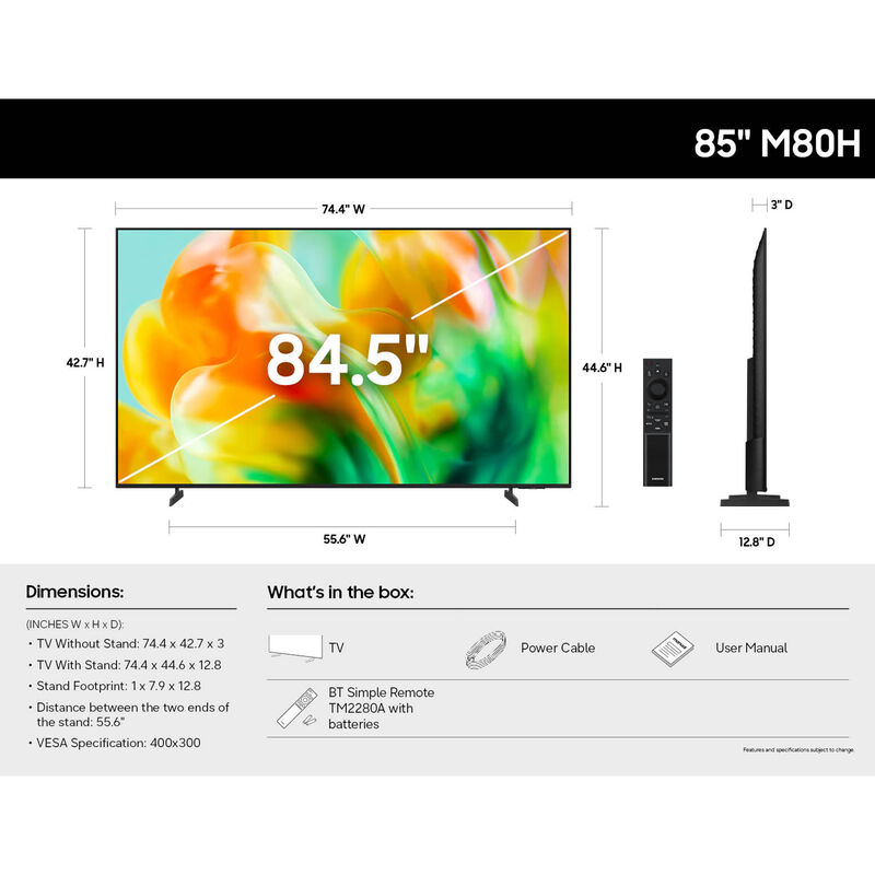 Samsung - 85" Class M80H Mini LED 4K UHD Smart Tizen TV, , hires