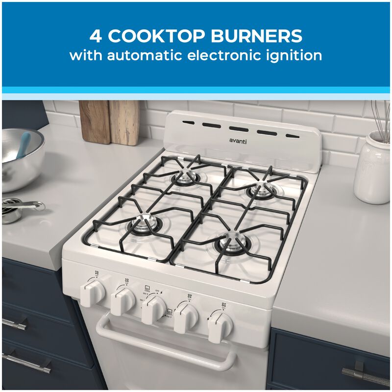 Avanti 20 in. 2 cu. ft. Gas Range with Open Burners - White, , hires