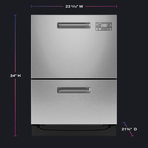 GE Profile 24 in. Smart Double Dishwasher Drawer with Front Control, 48 dBA Sound Level & Pocket Handle - Fingerprint Resistant Stainless, , hires