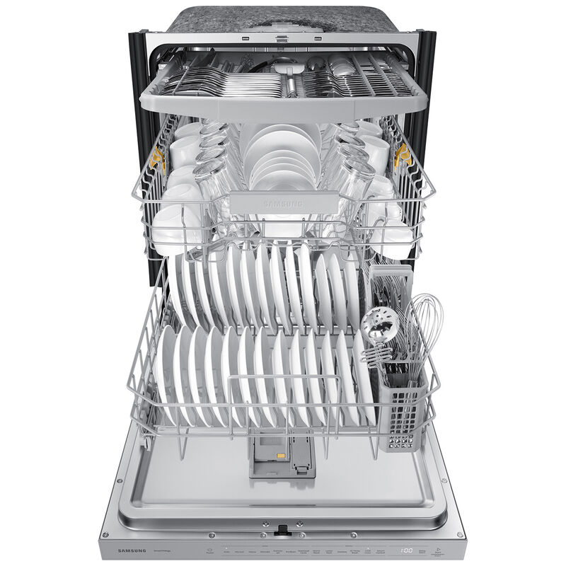 Samsung Bespoke 24 in. Top Control Smart Dishwasher with 46 dBa Sound Level, 3rd-Rack, AutoRelease & Pocket - White Glass, , hires