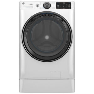 GE 28 in. 5.0 cu. ft. Smart Stackable Front Load Washer with OdorBlock, Sanitize Cycle & Steam Cycle - White, White, hires