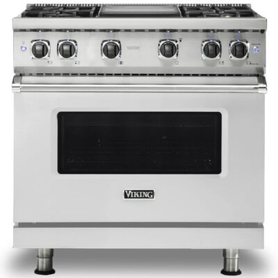 Viking 5 Series 36 in. 5.1 cu. ft. Convection Oven Freestanding LP Gas Range with 4 Sealed Burners & Griddle - Stainless Steel | VGR5364GSSLP
