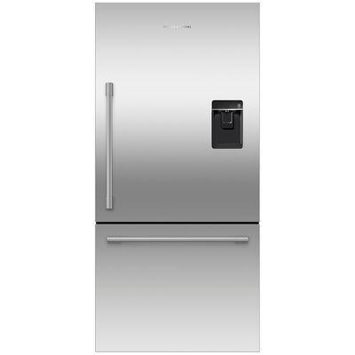 Fisher & Paykel Series 7 32 in. 17.1 cu. ft. Counter Depth Bottom Freezer Refrigerator with External Water Dispenser - Stainless Steel | RF170WRHUX1
