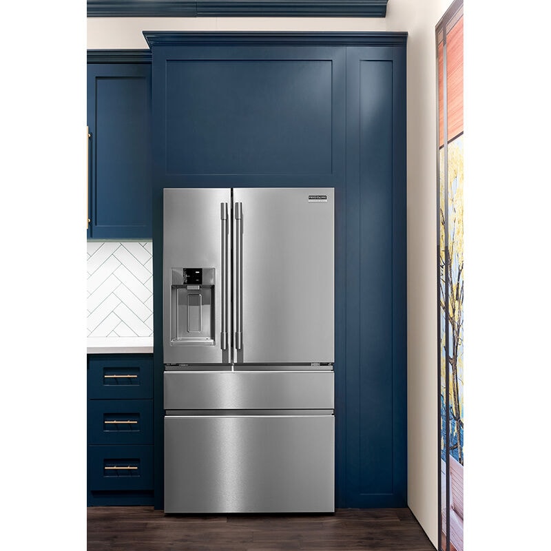 Frigidaire Professional 36 in. 21.4 cu. ft. Counter Depth 4-Door French Door Refrigerator with Ice & Water Dispenser - Stainless Steel, , hires