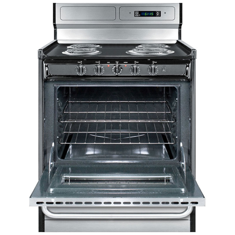Summit 30 in. 3.7 cu. ft. Oven Freestanding Electric Range with 4 Coil Burners - Stainless Steel, , hires