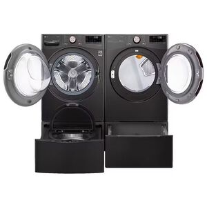 LG 27 in. 4.5 cu. ft. Smart Stackable Front Load Washer with Sanitize & Steam Wash Cycle - Black Steel, Black Steel, hires