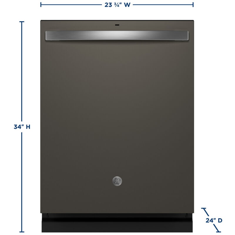 GE 24 in. Top Control Flush-Mount Dishwasher with 47 dBa Sound Level, 3rd-Rack & Dry Boost - Fingerprint Resistant Slate, Slate, hires