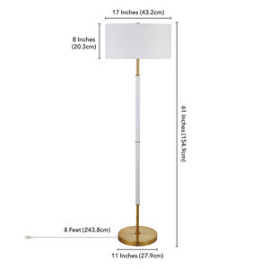 Hudson & Canal Simone Matte White and Brass 2-Bulb Floor Lamp, , hires