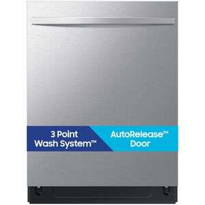 Samsung 24 in. Top Control Flush-Mount Dishwasher with 48 dBA Sound Level, 3rd-Rack & AutoRelease Door Drying - Fingerprint Resistant Stainless Steel, , hires