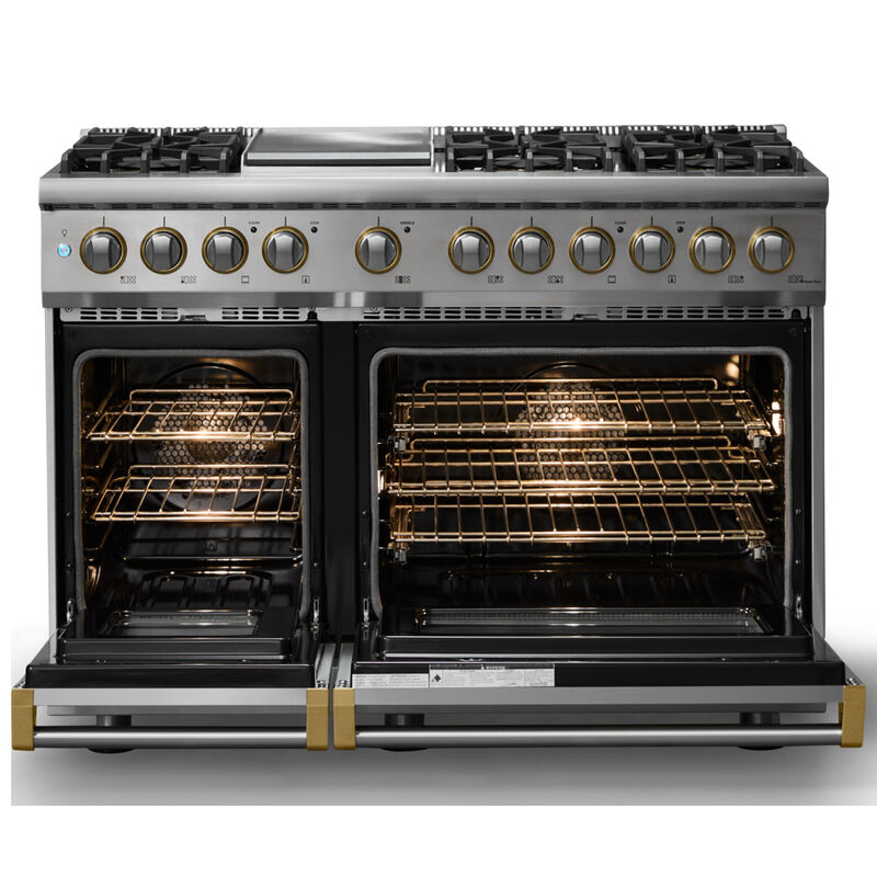 Viking 5 Series 48 in. 7.3 cu. ft. True European Convection Double Oven Dual Fuel Range with 6 Sealed Burners & Griddle - Stainless Steel, , hires