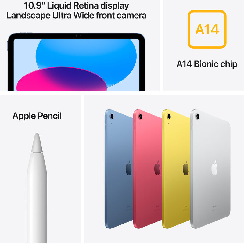 Apple 10.9 iPad (2022, Gen 10), Wi-Fi+Cellular, 256GB, Silver