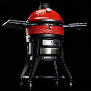 Kamado Joe Konnected Joe 18 in. Single Rack Charcoal Smoker with Built-In Thermometer & Side Table - Red, , hires