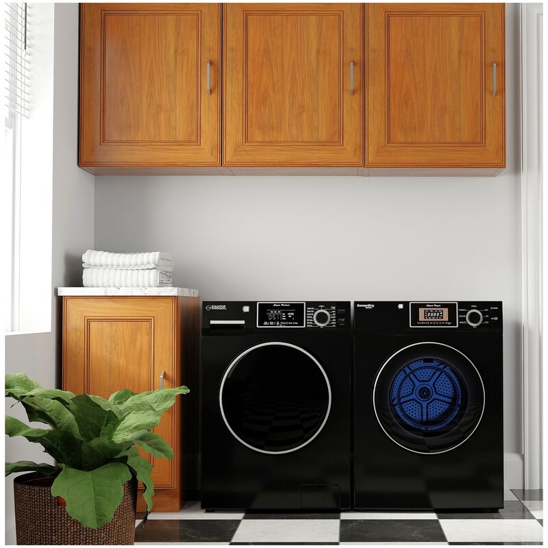 Equator 24 in. 1.62 cu. ft. Electric Front Load Laundry Center with Sensor Dry, Pet & Sanitize Cycle - Black, , hires