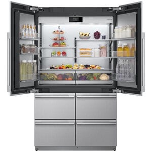 Signature Kitchen Suite 48 in. 26 cu. ft. Built-In Smart Counter Depth 6-Door French Door Refrigerator with Internal Water Dispenser - Custom Panel Ready, , hires