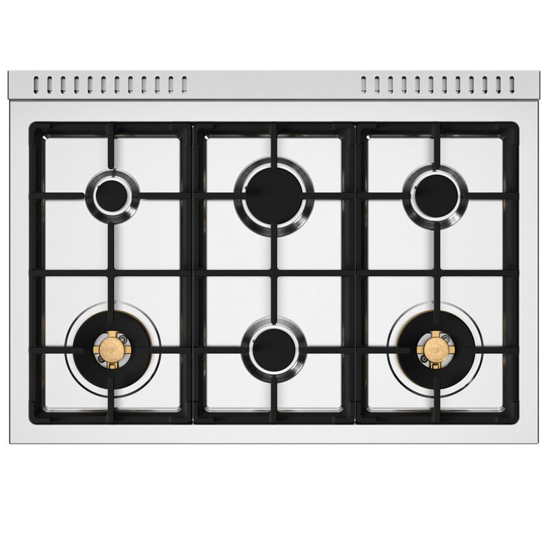 Bertazzoni Heritage Series 36 in. 5.9 cu. ft. Dual Convection Gas Range with 6 Sealed Burners & Griddle - Ivory, , hires