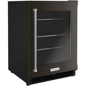 KitchenAid 24 in. 5.2 cu. ft. Built-In Undercounter Refrigerator with Glass Door - Black Stainless Steel, Black Stainless Steel, hires