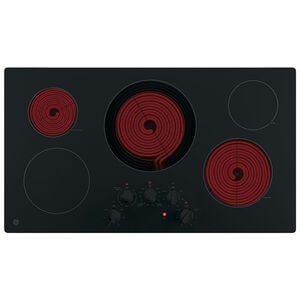 GE 36 in. 5-Burner Electric Cooktop with Simmer Burner & Power Burner - Black, Black, hires