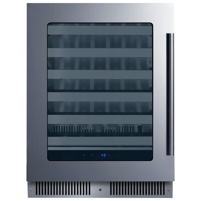 Summit 24 in. Undercounter Wine Cooler with Metal Racks, Single Temperature Zone & 33 Bottle Capacity - Stainless Steel | SDHW2442LHD